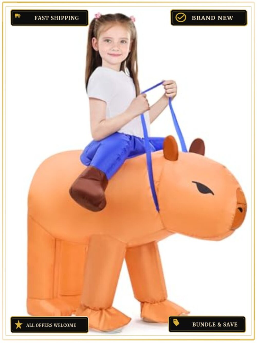 Kids Inflatable Capybara Costume Halloween Ride On Blow Up Animal